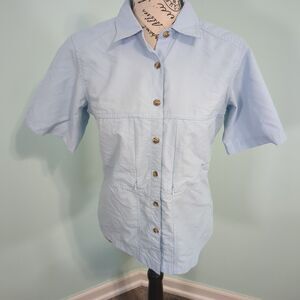 Genuine C.C. Filson Womens Short Sleeve Shirt small Button Up blue